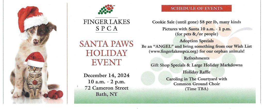 Finger Lakes SPCA | Santa Paws Holiday Event December 14, 2024